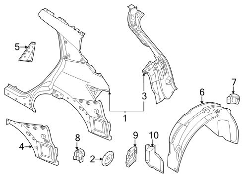 Quarter Panel & Components Duct-Drafter, Outlet RH Diagram for 768046RS1A