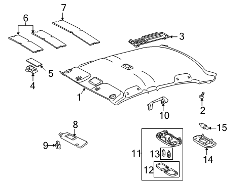 2011 Toyota Corolla Interior Trim - Roof Sunvisor Diagram for 7432012E00B0