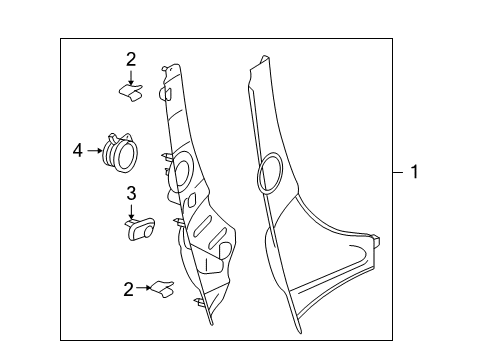 2009 Saturn Sky Interior Trim - Quarter Panels Quarter Pillar Trim Diagram for 25796025