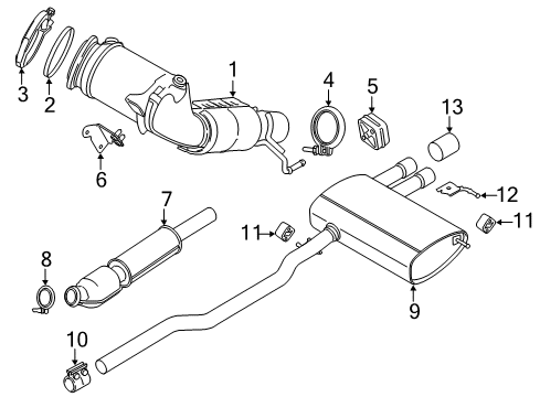 2021 Mini Cooper Exhaust Components Tailpipe Trim, Bright Chrome Diagram for 18308654203