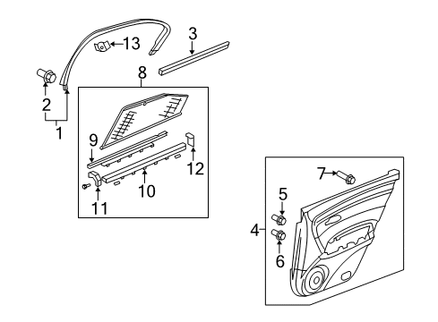 2012 Acura RL Interior Trim - Rear Door Lining, Right Rear Door (Lower) (Medium Gray) Diagram for 83701SJAA16ZE