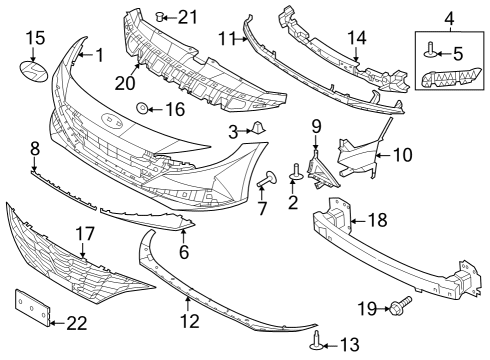 2022 Hyundai Elantra Bumper & Components - Front Beam Complete-FR Bumper Diagram for 64900AB000