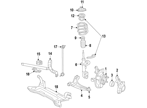 2013 Jeep Patriot Front Suspension Components, Lower Control Arm, Stabilizer Bar Wheel Bearing Diagram for 5105586AB