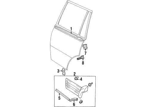 1996 Lexus LX450 Exterior Trim - Rear Door Plate, Rear Wheel Opening Extension, Inner LH Diagram for 6169860100D0