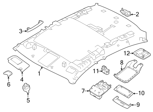 1996 Acura RL Interior Trim - Roof Bracket-Map Lamp Diagram for 264396CA0A