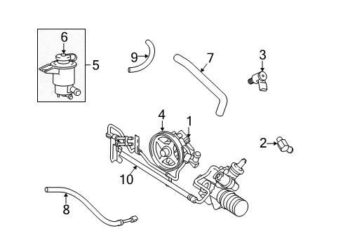 2005 Lincoln Town Car P/S Pump & Hoses, Steering Gear & Linkage Power Steering Pump Diagram for 3W1Z3A674BARM