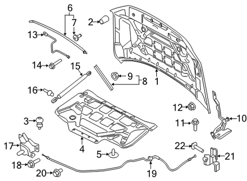 2021 Ford F-150 Hood & Components WEATHERSTRIP Diagram for ML3Z16B990B