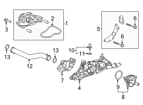 2018 Honda Odyssey Powertrain Control Gasket Kit, Water Passage Diagram for 061905MR305