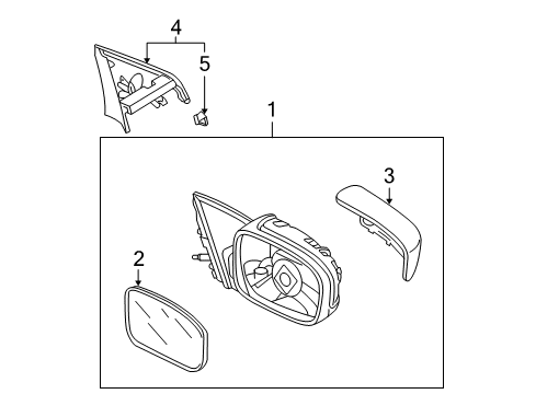 2004 Honda Accord Outside Mirrors Mirror Assembly, Passenger Side Door (Lever) Diagram for 76200SDAA03
