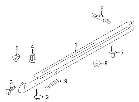 2013 Infiniti FX50 Exterior Trim - Pillars, Rocker & Floor Mudguard-Sill Center, RH Diagram for 768501CA0A