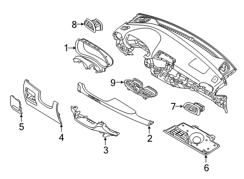 2018 Hyundai Elantra GT Cluster & Switches, Instrument Panel Garnish Assembly-Crash Pad Center, RH Diagram for 84795G3000TRY