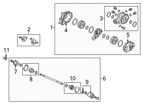 2016 Acura TLX Axle & Differential - Rear Carrier Assembly, Rear Differential Diagram for 412005M0000