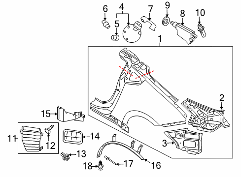 1990 Nissan 300ZX Quarter Panel & Components, Exterior Trim Drafter-Air Diagram for 768043GY0A