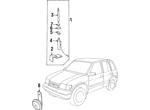 1997 Kia Sportage Antenna & Radio, Horn Feeder Assembly Diagram for 0K01266940B
