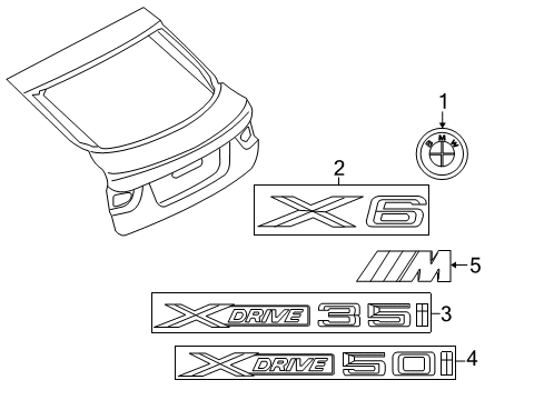2011 BMW X6 Exterior Trim - Lift Gate Lettering Badge Replacement - X6 / xDrive 50i Diagram for 51147208561