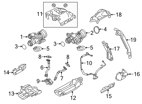 2015 BMW 550i GT Turbocharger Heat Protection Right Diagram for 11657603060