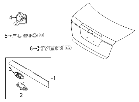 2012 Ford Fusion Exterior Trim - Trunk Lid Nameplate Diagram for 9E5Z5442528A