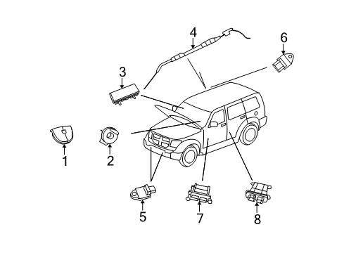 2007 Dodge Nitro Air Bag Components Occupant Classification Module Diagram for 4896052AF