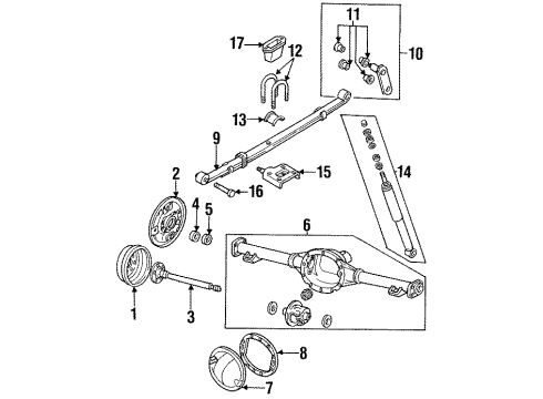 1997 Honda Passport Rear Brakes Seat, Helper Rubber Diagram for 8943417810