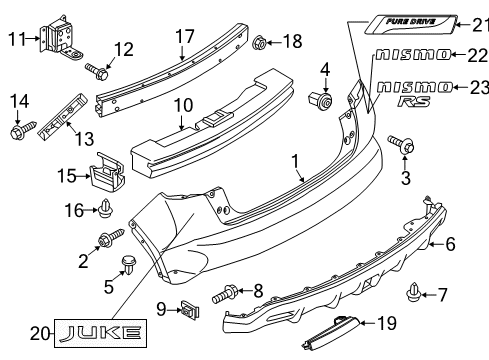 2013 Nissan Juke Rear Bumper Rear Emblem Diagram for 90892BG00A