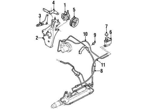 1999 Ford Contour P/S Pump & Hoses, Steering Gear & Linkage Power Steering Pump Diagram for F83Z3A674CCRM