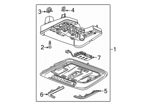 2022 Chevrolet Silverado 3500 HD Overhead Console Console Assembly Retainer Nut Diagram for 11569968