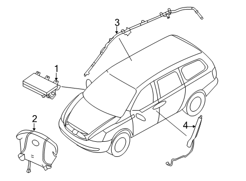 2014 Kia Sedona Air Bag Components Clock Spring Contact Assembly Diagram for 934904D205