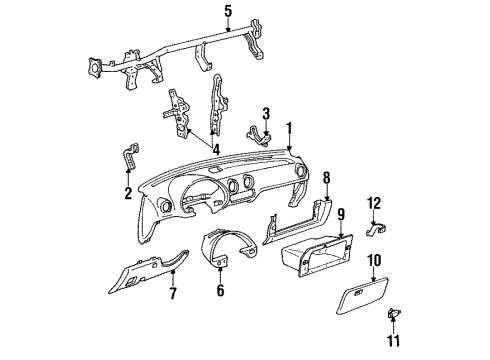 1992 Toyota Tercel Instrument Panel Switch Cover Diagram for 5553916040W4