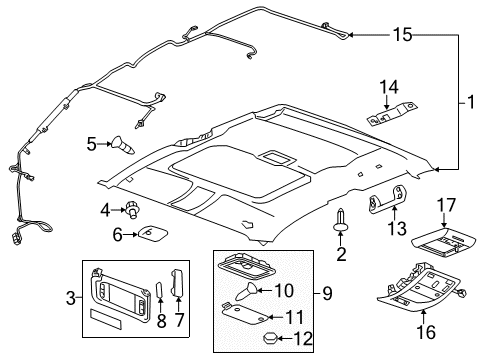 2007 GMC Sierra 1500 Interior Trim - Cab Lamp Asm-Dome & Reading *Light Cashmere Diagram for 25850226