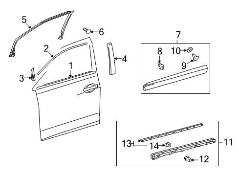 2012 Lexus RX450h Exterior Trim - Front Door Moulding, Front Door Window Frame, Front RH Diagram for 7575148010
