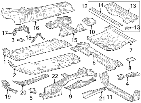 Floor & Rails Front Floor Pan Hole Cover Diagram for 581360E040