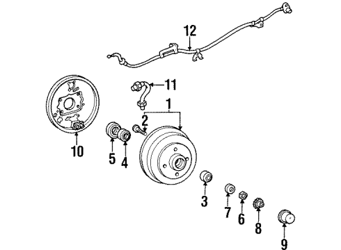1997 Toyota Paseo Anti-Lock Brakes Brake Backing Plate Sub-Assembly, Rear Left Diagram for 4704410070