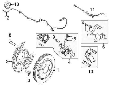 2018 Ford F-150 Brake Components Caliper Support Retainer Kit Diagram for JL3Z2C150A