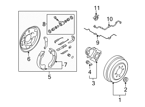 2011 Nissan Cube Brake Components Sensor Assembly Anti Ski, Rear Diagram for 47900ED000