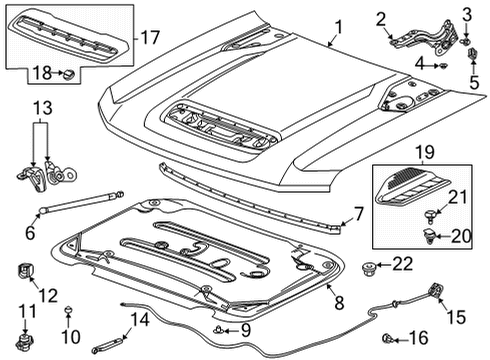 Hood & Components Molding Diagram for 84621055