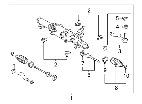 2009 Lexus LS600h Steering Column & Wheel, Steering Gear & Linkage, Shaft & Internal Components, Shroud, Switches & Levers Boot, Steering Rack Diagram for 4553526060