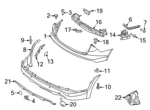 2014 Hyundai Santa Fe Sport Rear Bumper Screw-Tapping Diagram for 1249304207E