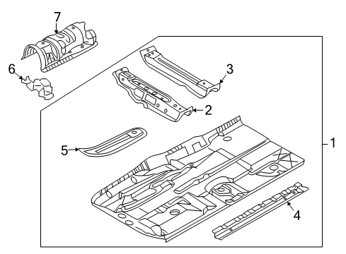 2005 BMW 645Ci Floor Left Rear Seat Console Diagram for 41137135445