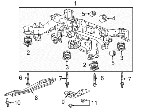 2017 Cadillac ATS Suspension Mounting - Rear Suspension Crossmember Rear Mount Diagram for 22998292