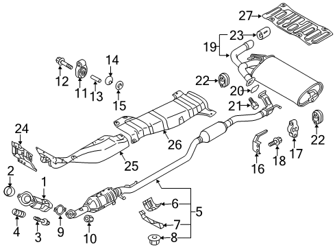 2021 Mitsubishi Outlander Sport Exhaust Components Shield-Under Front Floor Heat Diagram for 5374A306