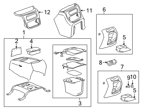 2001 Chevrolet Tahoe Center Console Compartment Diagram for 15060436