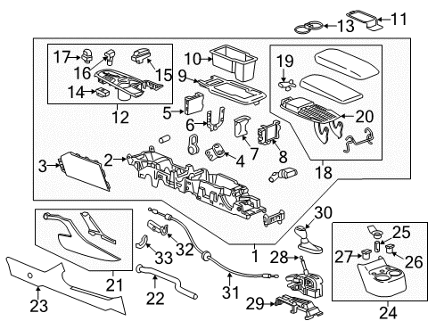 2018 Chevrolet Volt Heated Seats Console Assembly Diagram for 84043474