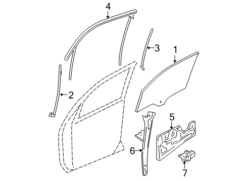 2008 Chevrolet Equinox Front Door - Glass & Hardware Run Channel Diagram for 15853016