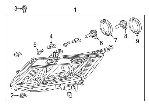 2020 Honda Odyssey Headlamps Clip, R. Diagram for 33105THRA01