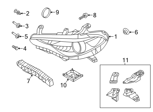 2019 Alfa Romeo Giulia Headlamp Components Bulb-Headlamp Diagram for L0000D5S