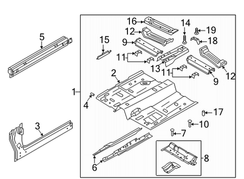 Floor & Rails Mount Bracket Bolt Diagram for W712715S300