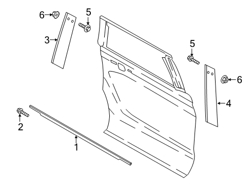 Exterior Trim - Rear Door Applique Diagram for JL1Z58255A35AA