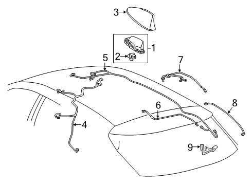 2022 Lexus RX350L Antenna & Radio Cord Sub-Assy, Antenna Diagram for 8610148S10