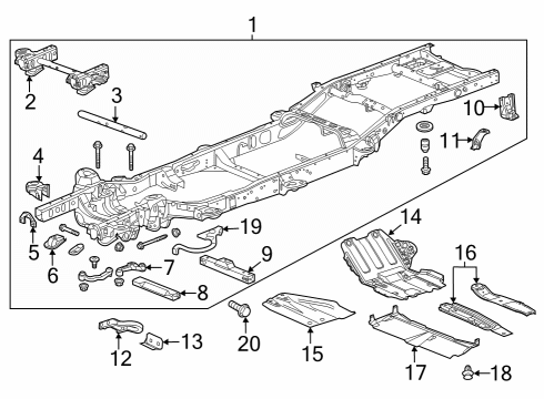 2019 GMC Sierra 1500 Frame & Components Rear Lower Control Arm Bolt Diagram for 11610915