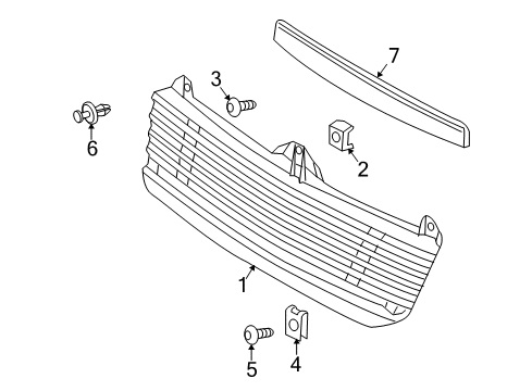 2005 Dodge Sprinter 2500 Grille & Components Grille-Radiator Diagram for 5114373AA